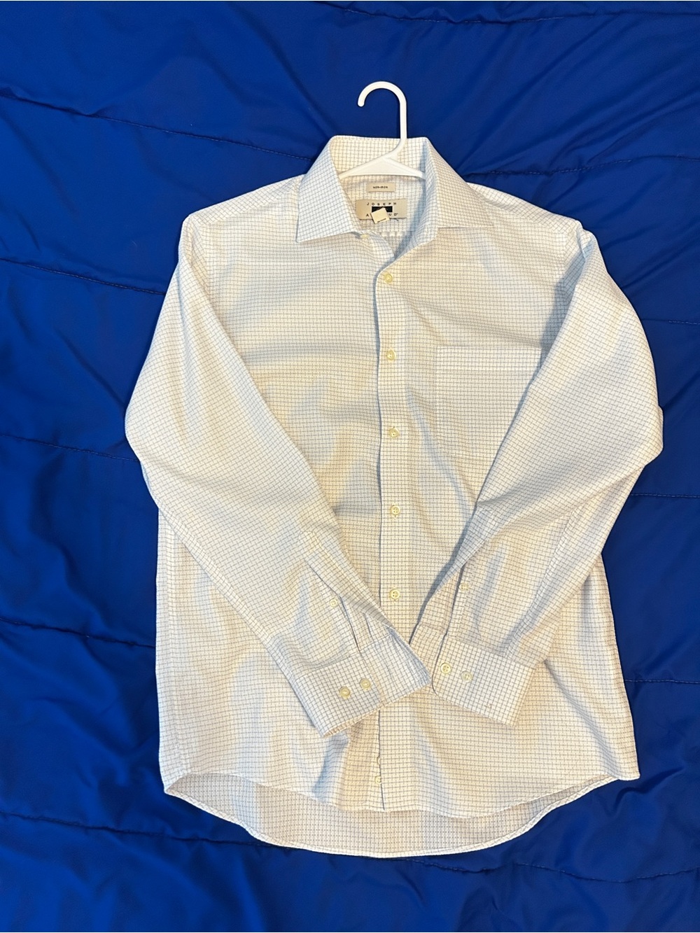 Joseph Men's Light Blue Micro-Check Dress Shirt
